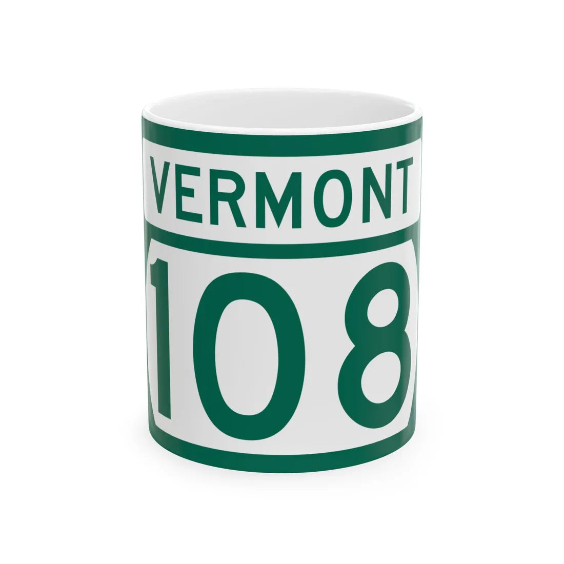 Vermont 108 (Vermont) (Road Sign) White Coffee Mug 11oz - Go Mug Yourself