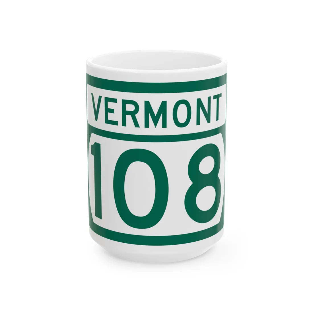 Vermont 108 (Vermont) (Road Sign) White Coffee Mug 15oz - Go Mug Yourself