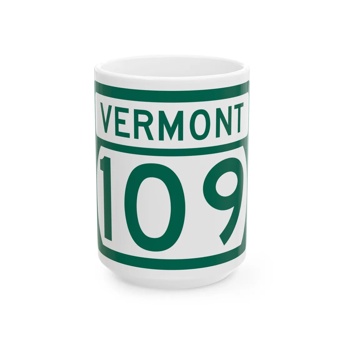 Vermont 109 (Vermont) (Road Sign) White Coffee Mug 15oz - Go Mug Yourself