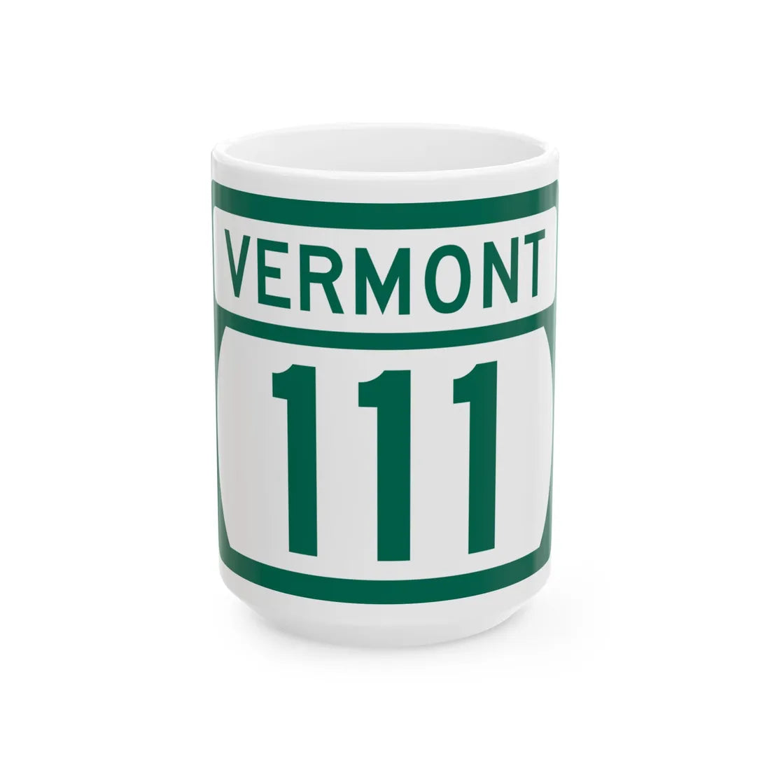 Vermont 111 (Vermont) (Road Sign) White Coffee Mug 15oz - Go Mug Yourself