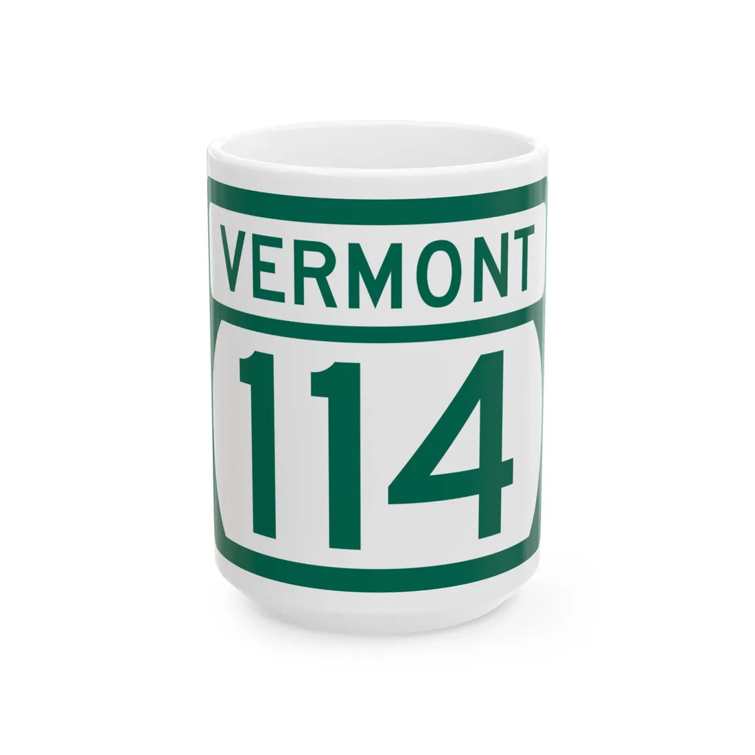 Vermont 114 (Vermont) (Road Sign) White Coffee Mug 15oz - Go Mug Yourself