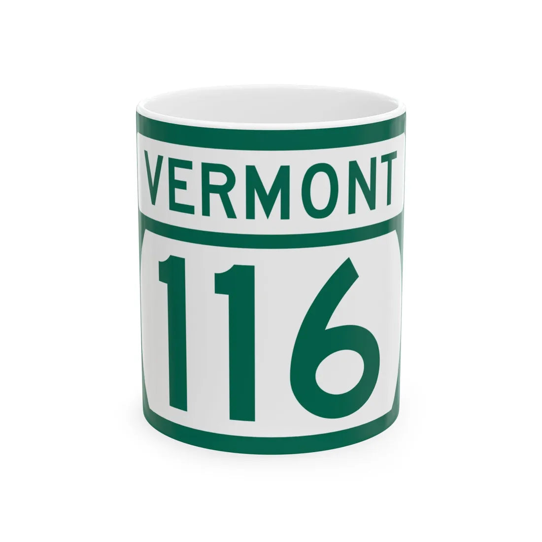 Vermont 116 (Vermont) (Road Sign) White Coffee Mug 11oz - Go Mug Yourself