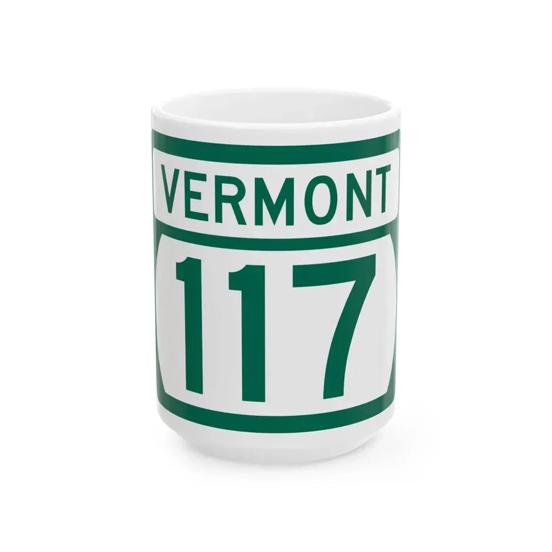 Vermont 117 (Vermont) (Road Sign) White Coffee Mug 15oz - Go Mug Yourself