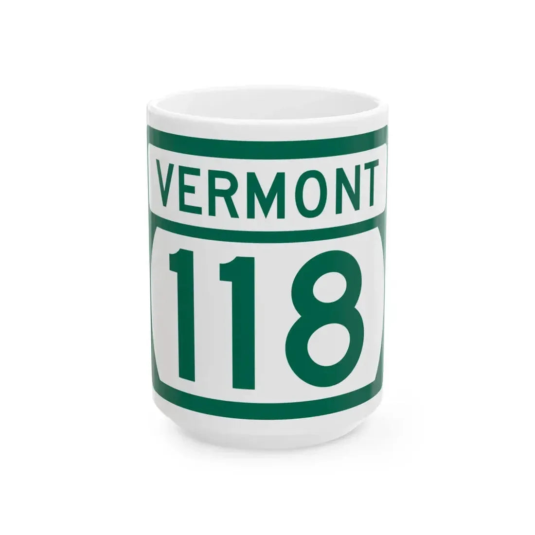 Vermont 118 (Vermont) (Road Sign) White Coffee Mug 15oz - Go Mug Yourself