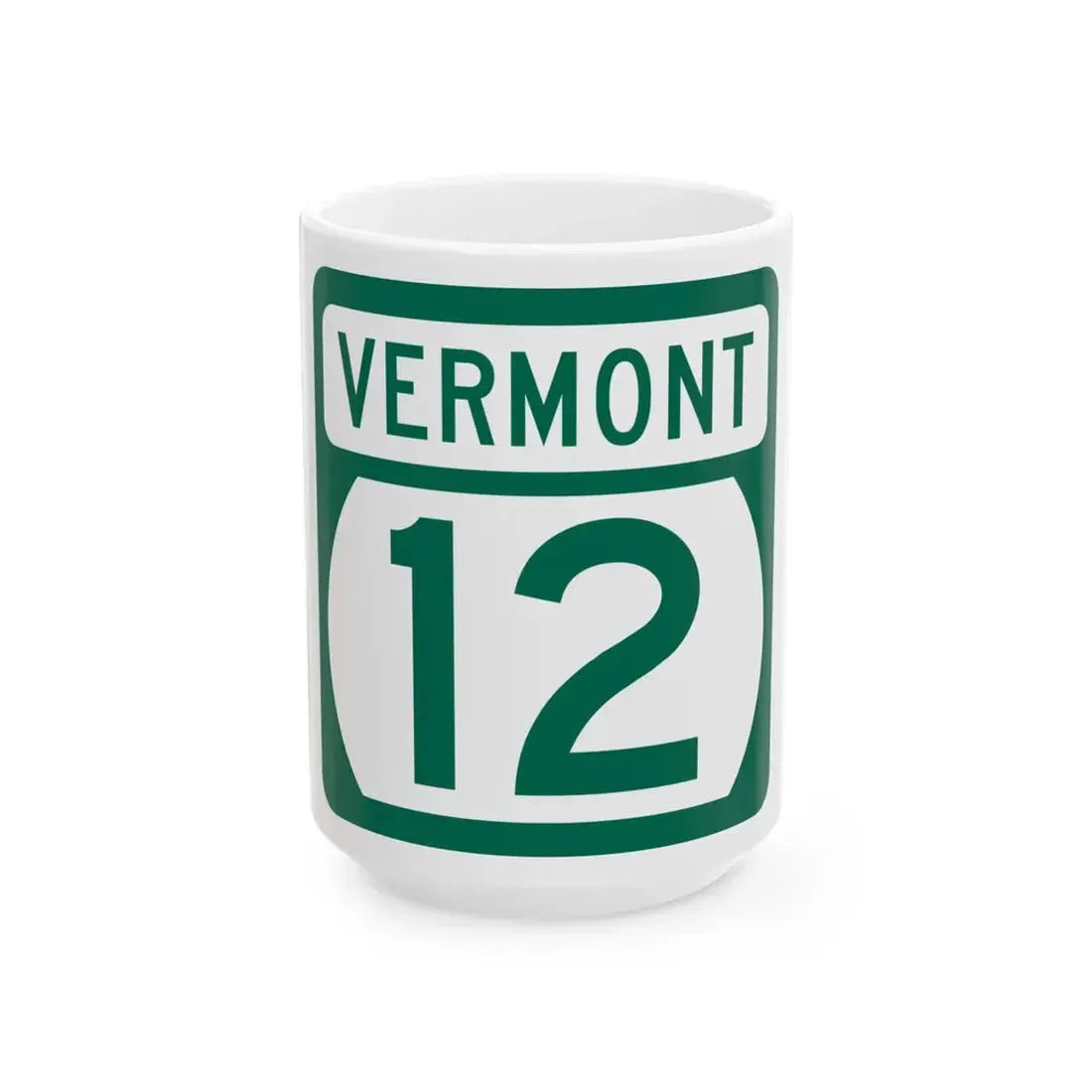 Vermont 12 (Vermont) (Road Sign) White Coffee Mug 15oz - Go Mug Yourself