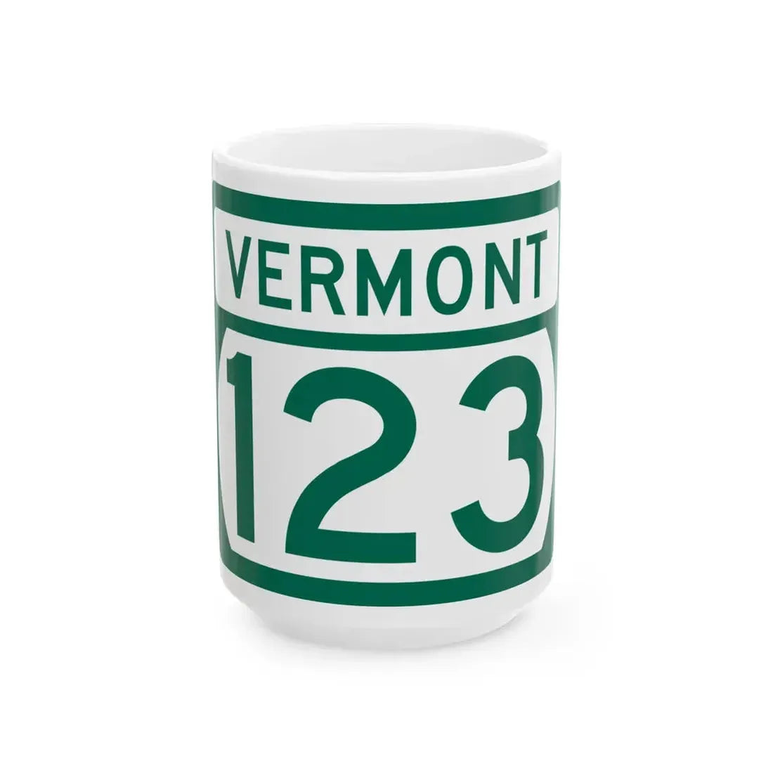 Vermont 123 (Vermont) (Road Sign) White Coffee Mug 15oz - Go Mug Yourself