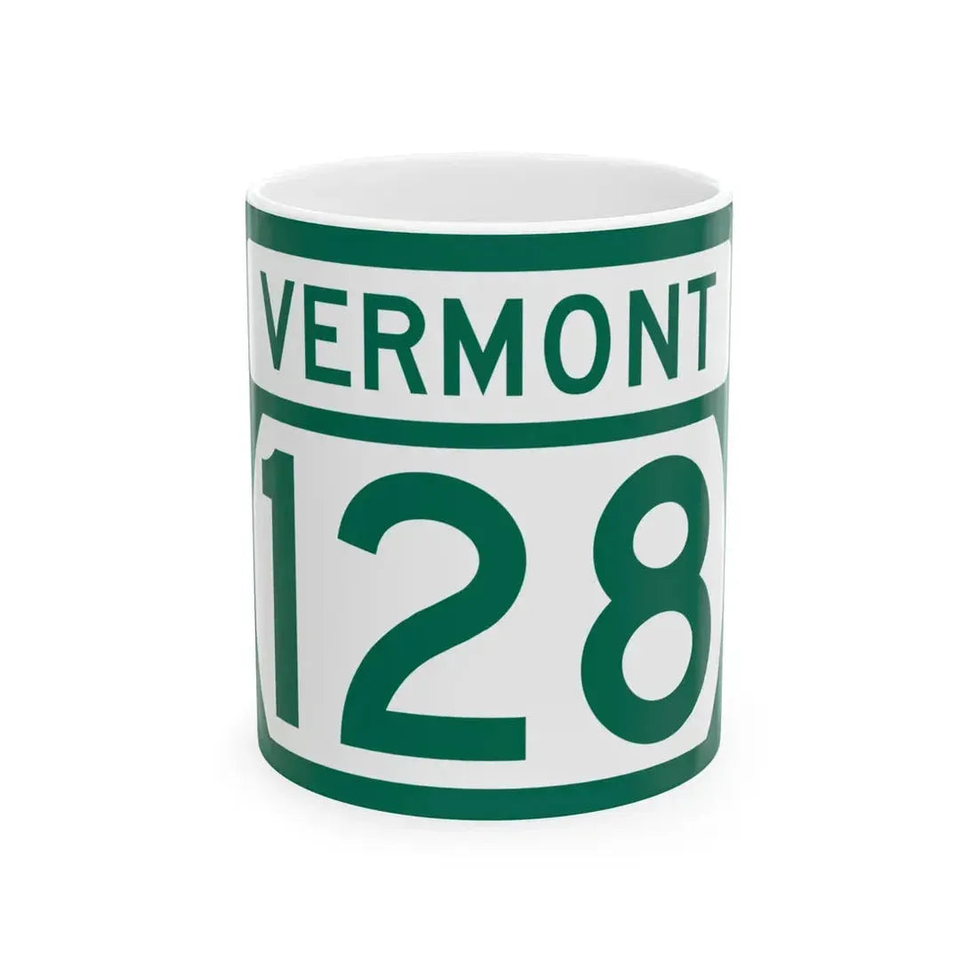 Vermont 128 (Vermont) (Road Sign) White Coffee Mug 11oz - Go Mug Yourself