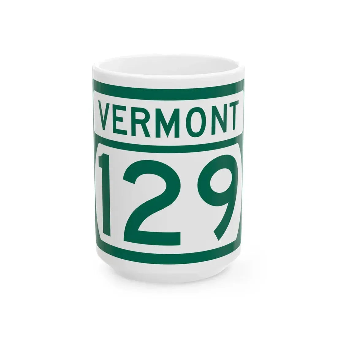 Vermont 129 (Vermont) (Road Sign) White Coffee Mug 15oz - Go Mug Yourself