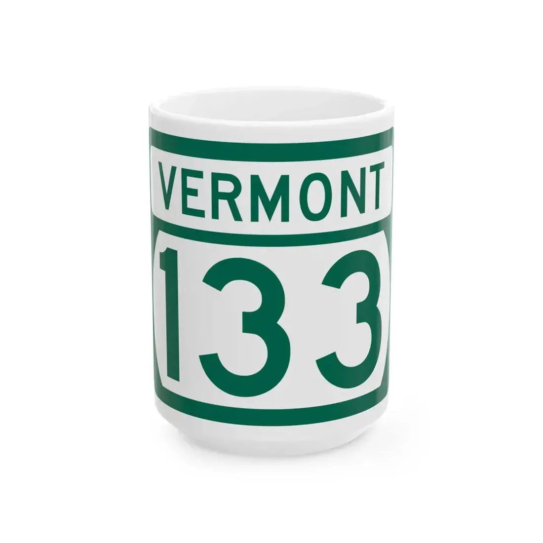 Vermont 133 (Vermont) (Road Sign) White Coffee Mug 15oz - Go Mug Yourself