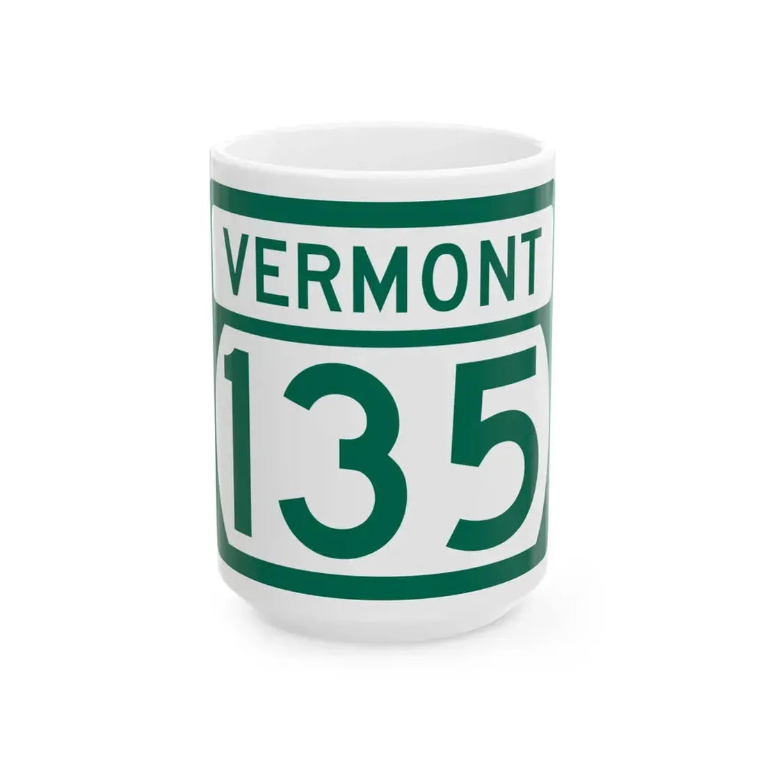 Vermont 135 (Vermont) (Road Sign) White Coffee Mug 15oz - Go Mug Yourself