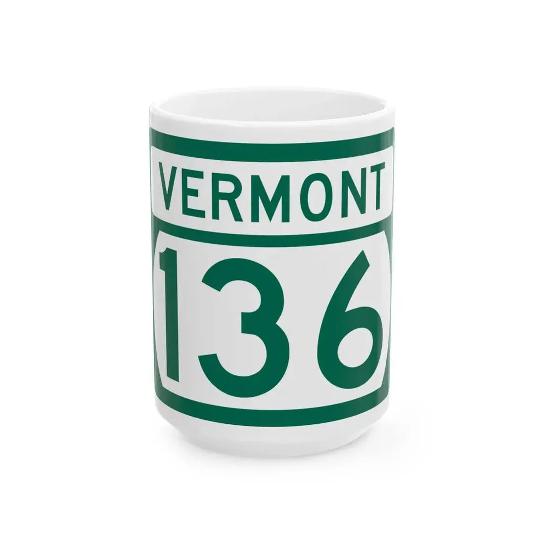 Vermont 136 (Vermont) (Road Sign) White Coffee Mug 15oz - Go Mug Yourself
