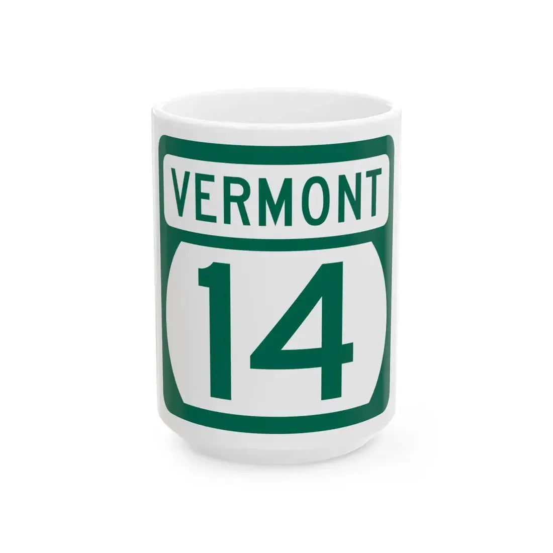 Vermont 14 (Vermont) (Road Sign) White Coffee Mug 15oz - Go Mug Yourself
