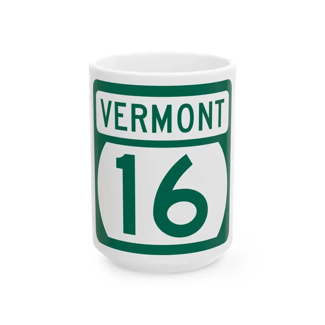 Vermont 16 (Vermont) (Road Sign) White Coffee Mug 15oz - Go Mug Yourself