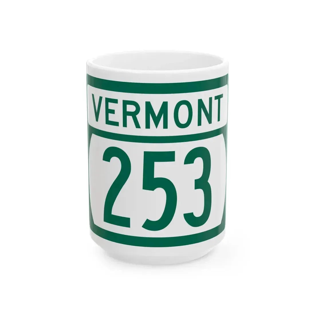 Vermont 253 (Vermont) (Road Sign) White Coffee Mug 15oz - Go Mug Yourself
