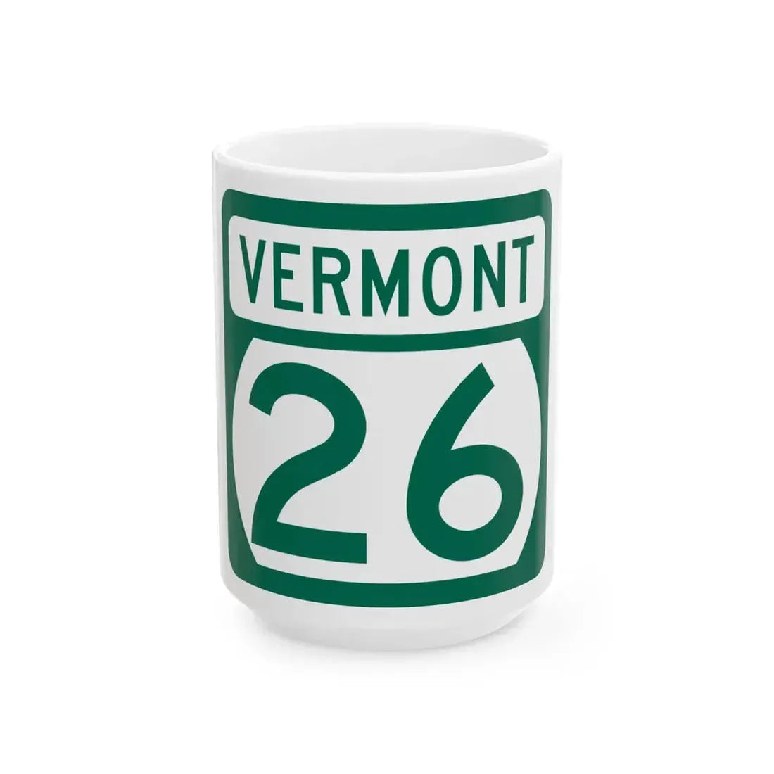 Vermont 26 (Vermont) (Road Sign) White Coffee Mug 15oz - Go Mug Yourself