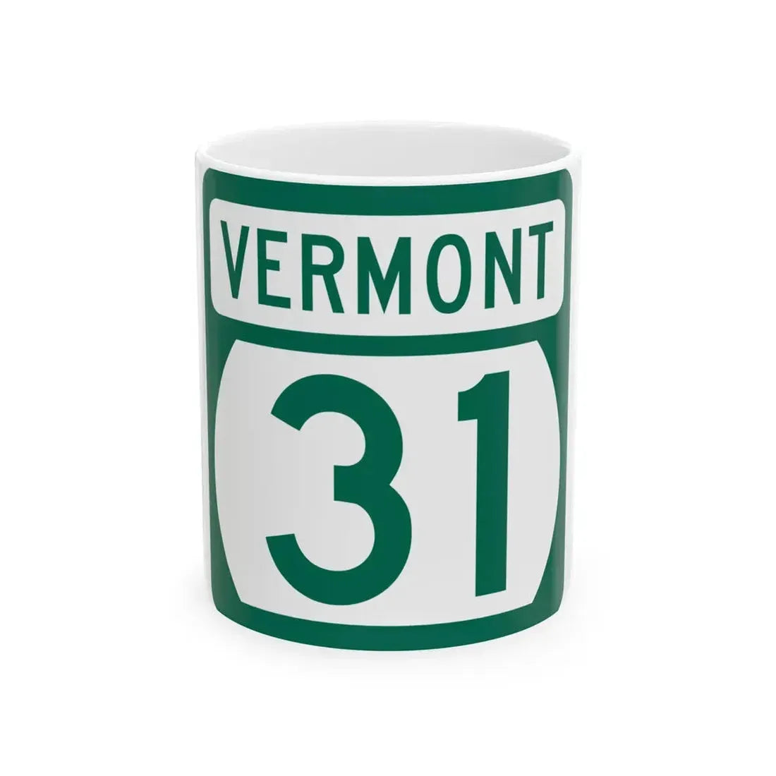 Vermont 31 (Vermont) (Road Sign) White Coffee Mug 11oz - Go Mug Yourself