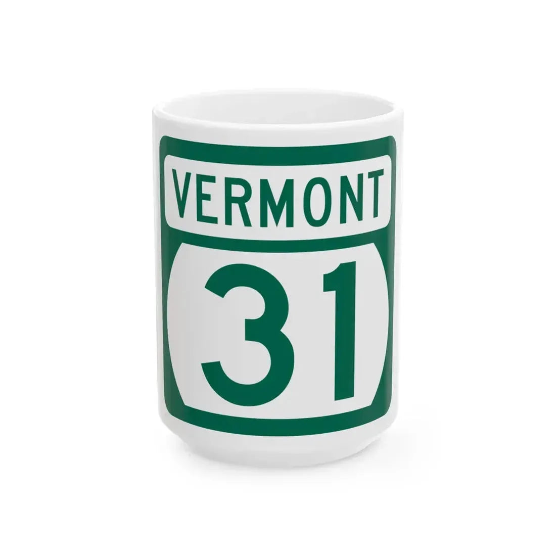 Vermont 31 (Vermont) (Road Sign) White Coffee Mug 15oz - Go Mug Yourself