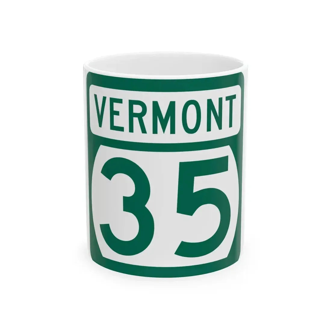 Vermont 35 (Vermont) (Road Sign) White Coffee Mug 11oz - Go Mug Yourself