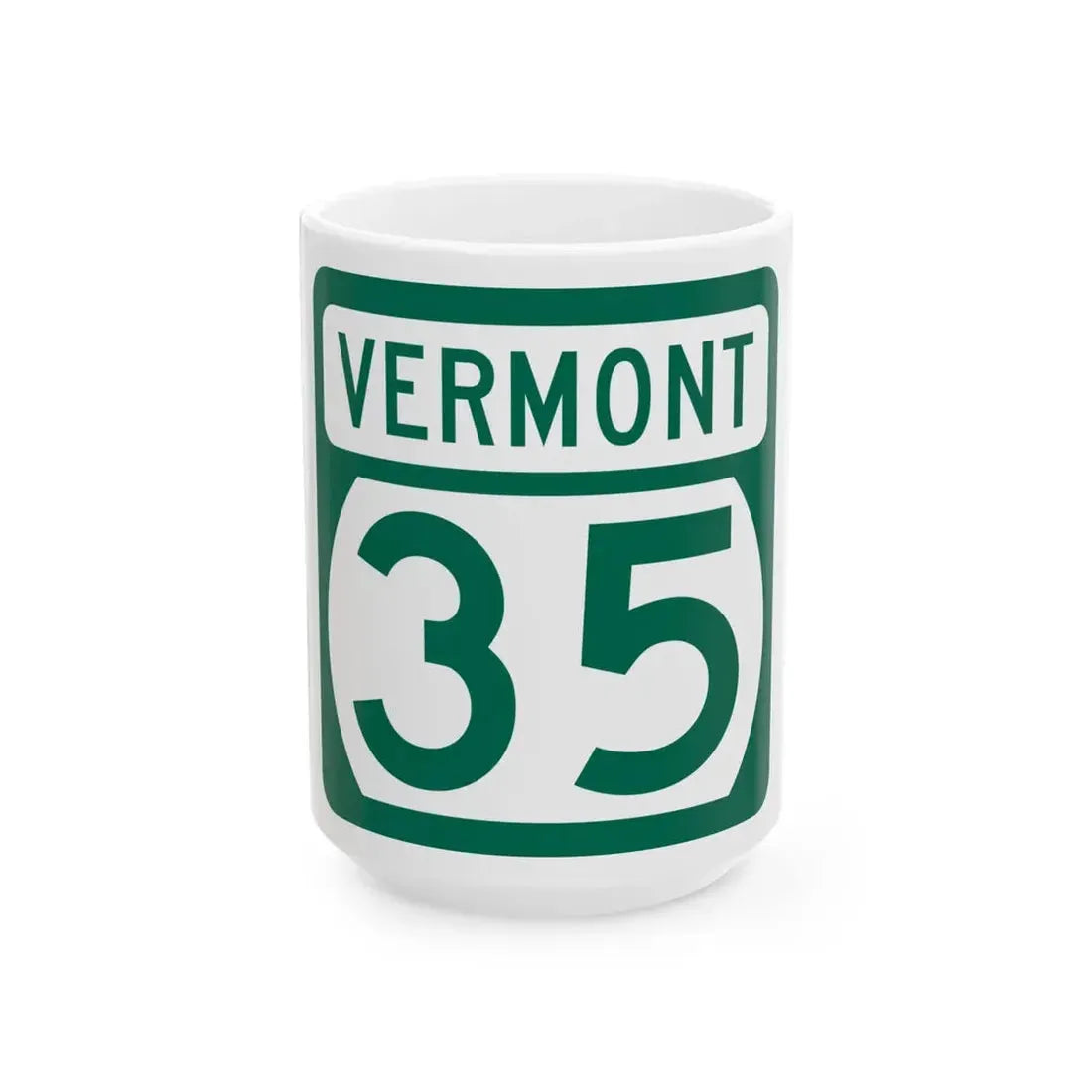 Vermont 35 (Vermont) (Road Sign) White Coffee Mug 15oz - Go Mug Yourself