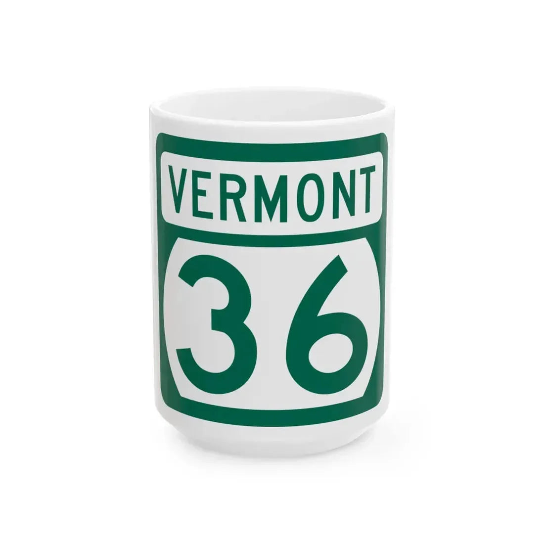 Vermont 36 (Vermont) (Road Sign) White Coffee Mug 15oz - Go Mug Yourself