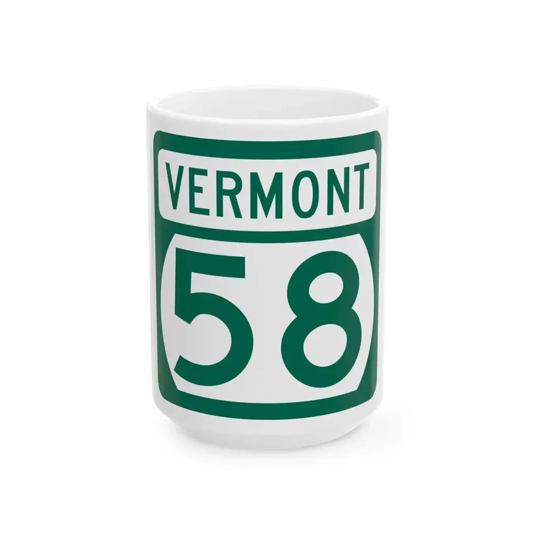 Vermont 58 (Vermont) (Road Sign) White Coffee Mug 15oz - Go Mug Yourself