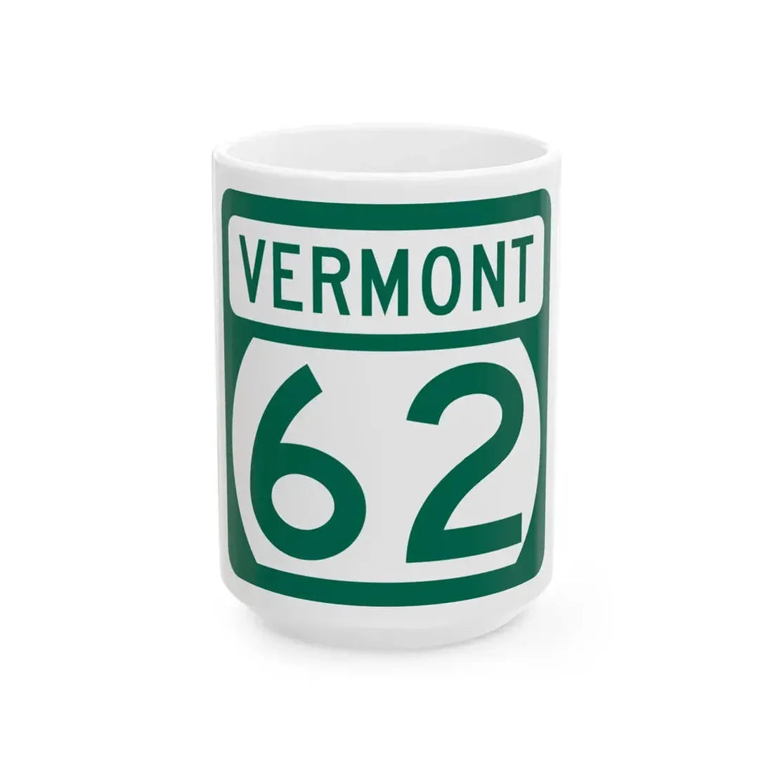 Vermont 62 (Vermont) (Road Sign) White Coffee Mug 15oz - Go Mug Yourself
