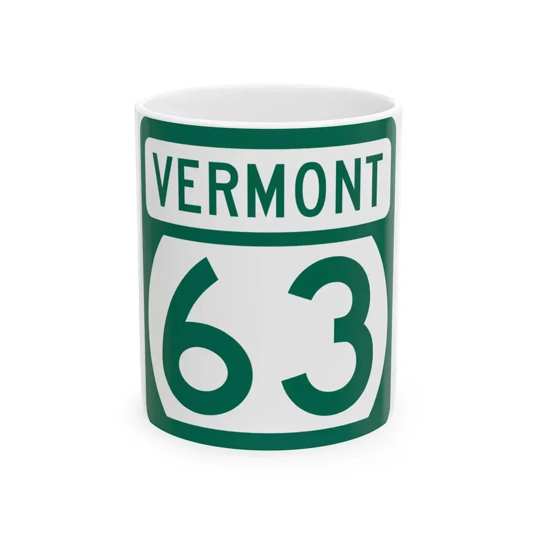 Vermont 63 (Vermont) (Road Sign) White Coffee Mug 11oz - Go Mug Yourself