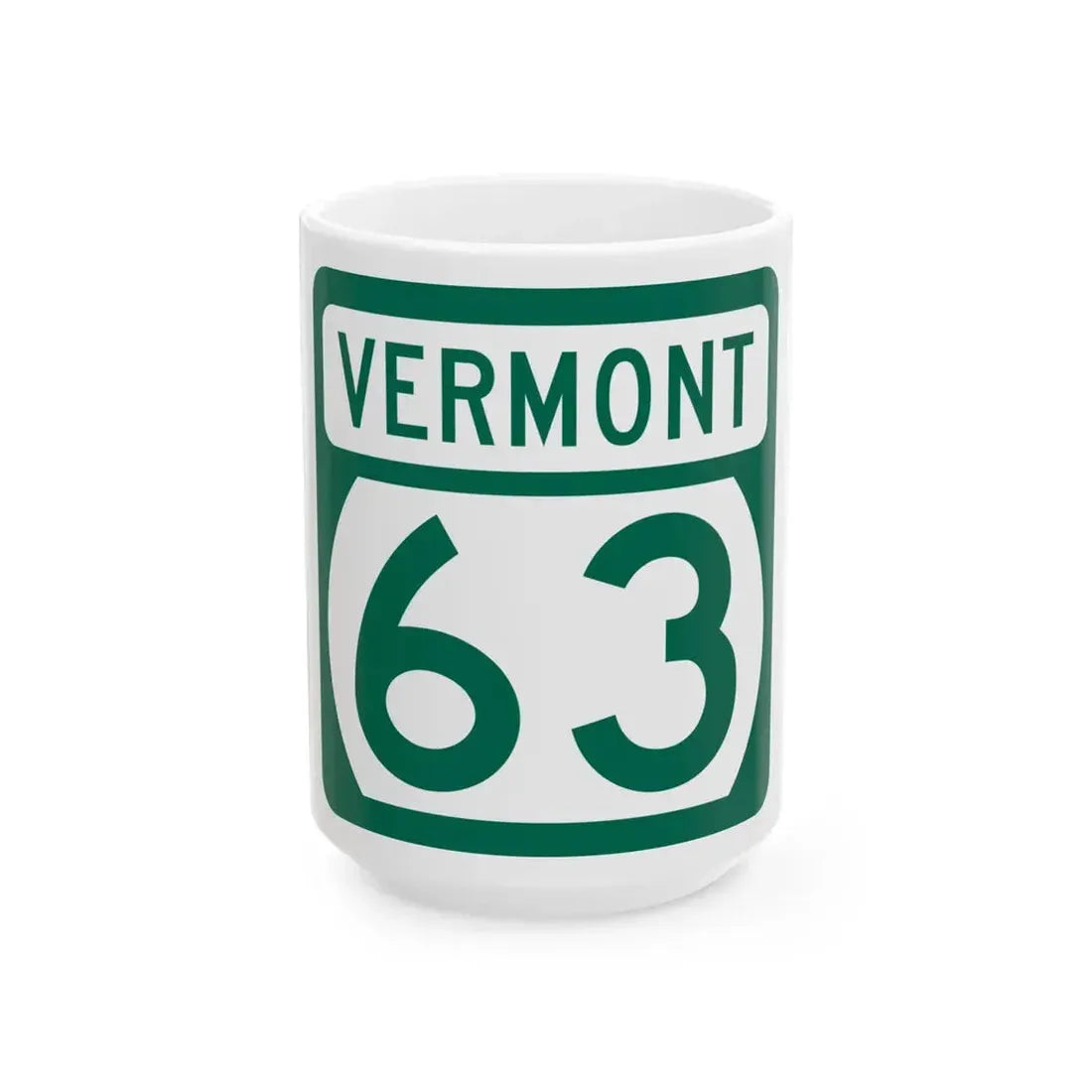 Vermont 63 (Vermont) (Road Sign) White Coffee Mug 15oz - Go Mug Yourself