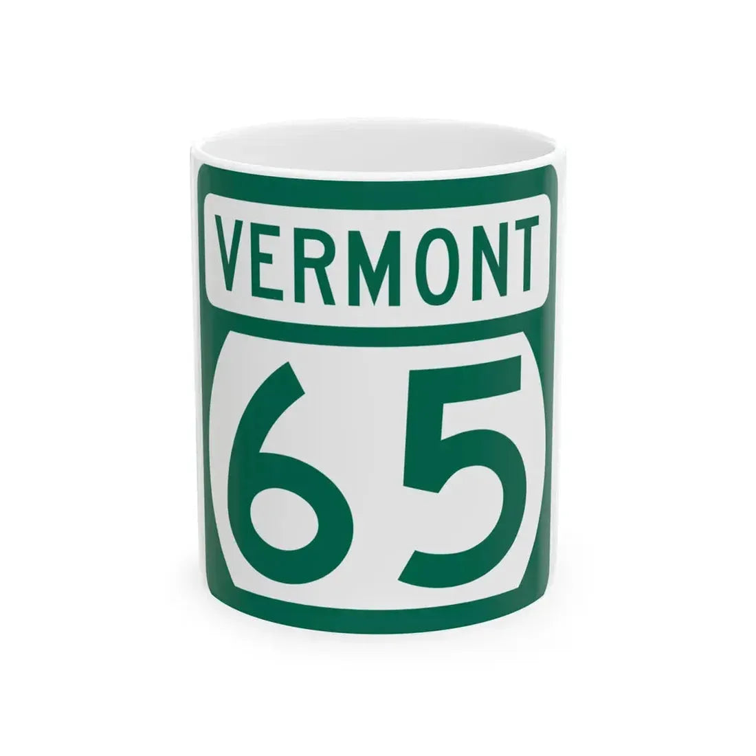 Vermont 65 (Vermont) (Road Sign) White Coffee Mug 11oz - Go Mug Yourself