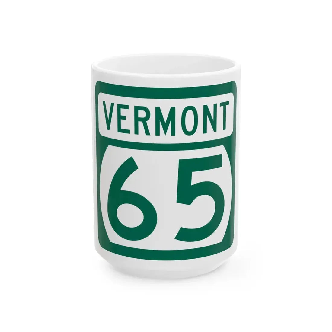 Vermont 65 (Vermont) (Road Sign) White Coffee Mug 15oz - Go Mug Yourself