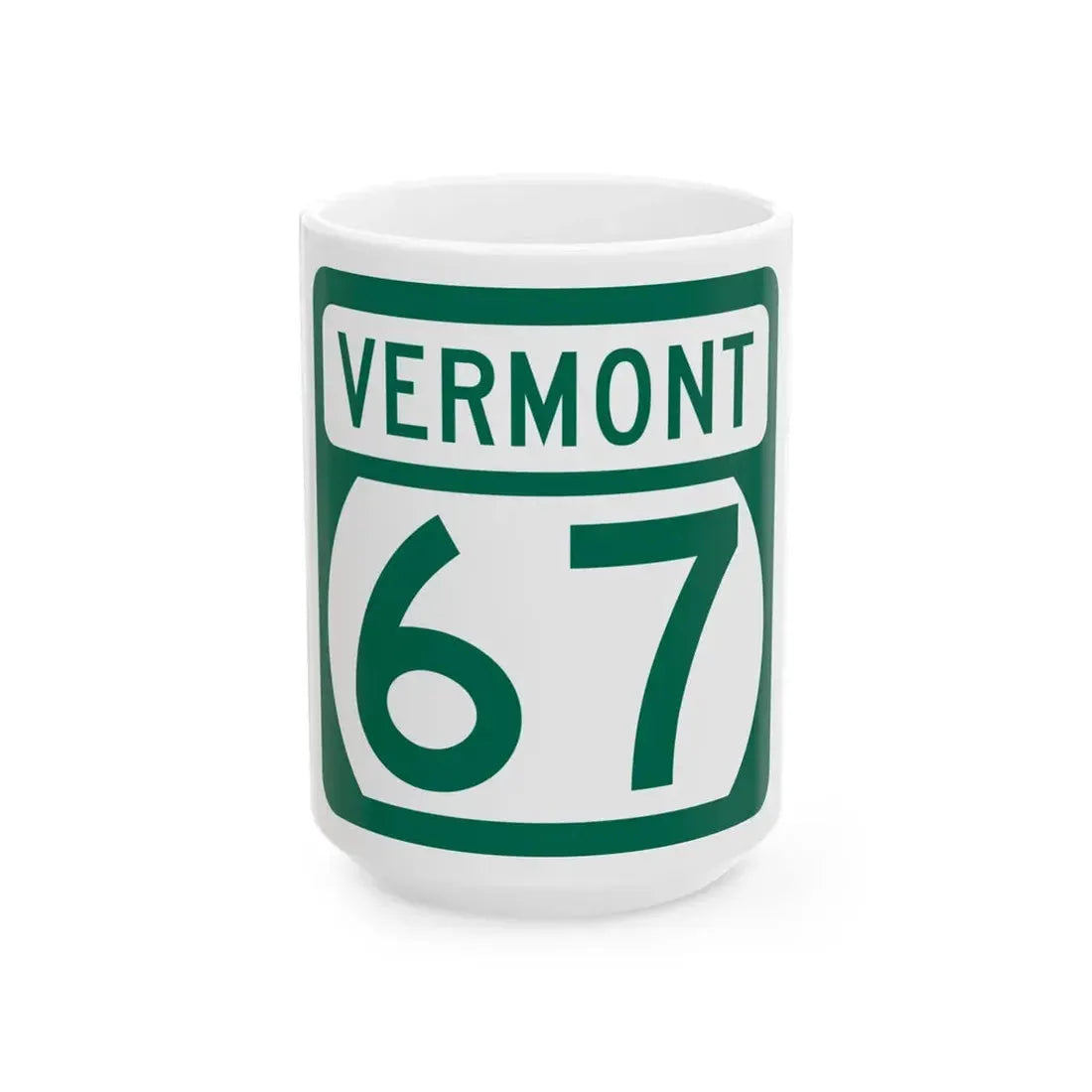 Vermont 67 (Vermont) (Road Sign) White Coffee Mug 15oz - Go Mug Yourself