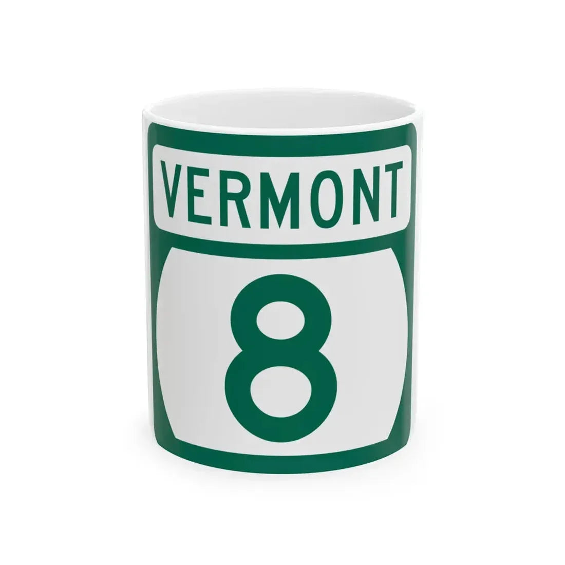 Vermont 8 (Vermont) (Road Sign) White Coffee Mug 11oz - Go Mug Yourself