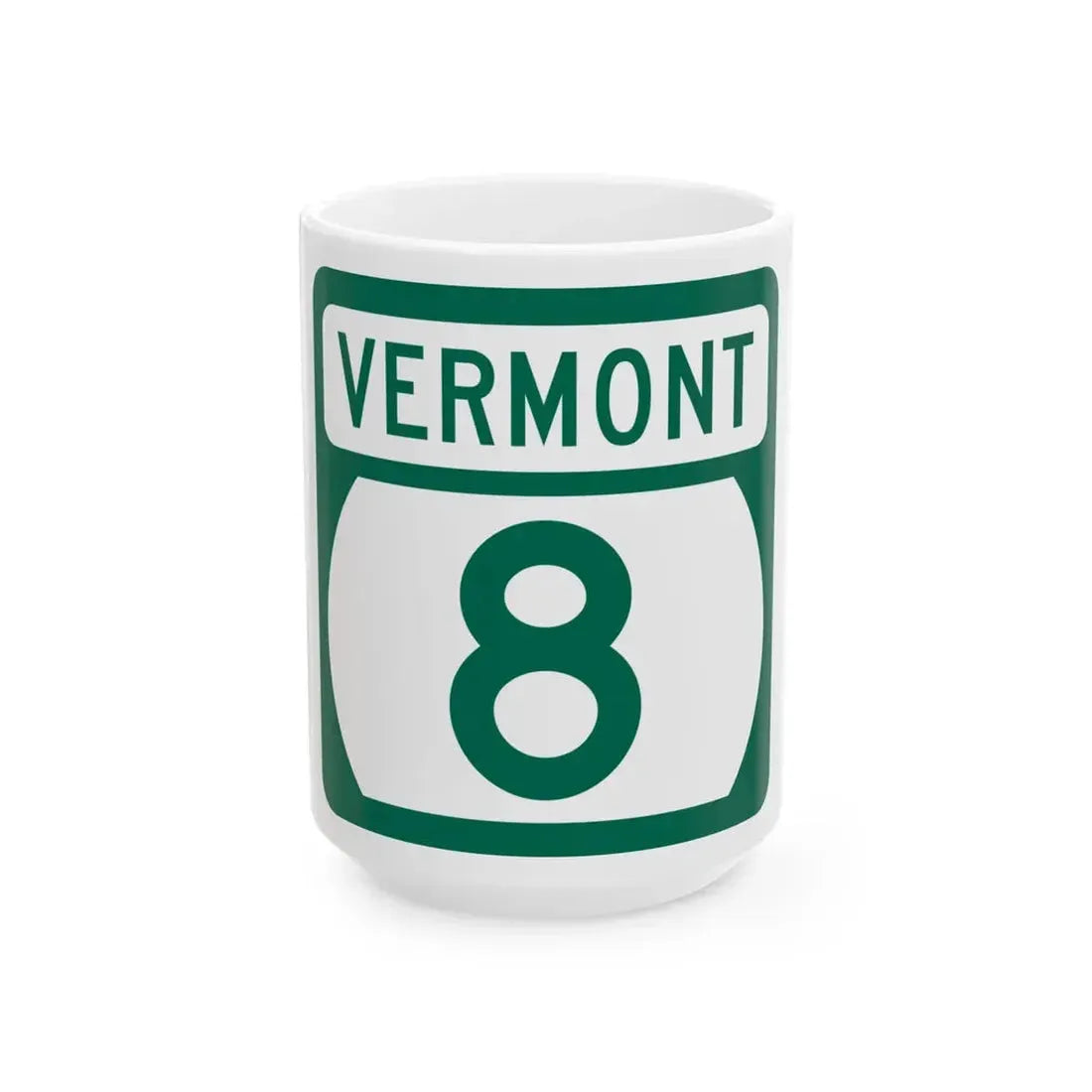 Vermont 8 (Vermont) (Road Sign) White Coffee Mug 15oz - Go Mug Yourself