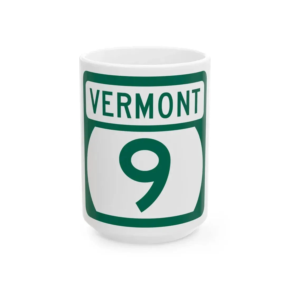 Vermont 9 (Vermont) (Road Sign) White Coffee Mug 15oz - Go Mug Yourself