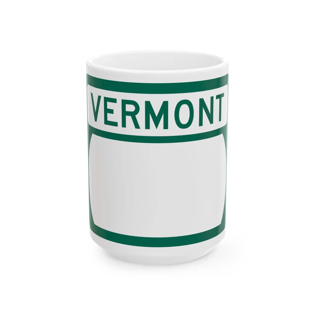 Vermont blank wide (Vermont) (Road Sign) White Coffee Mug 15oz - Go Mug Yourself