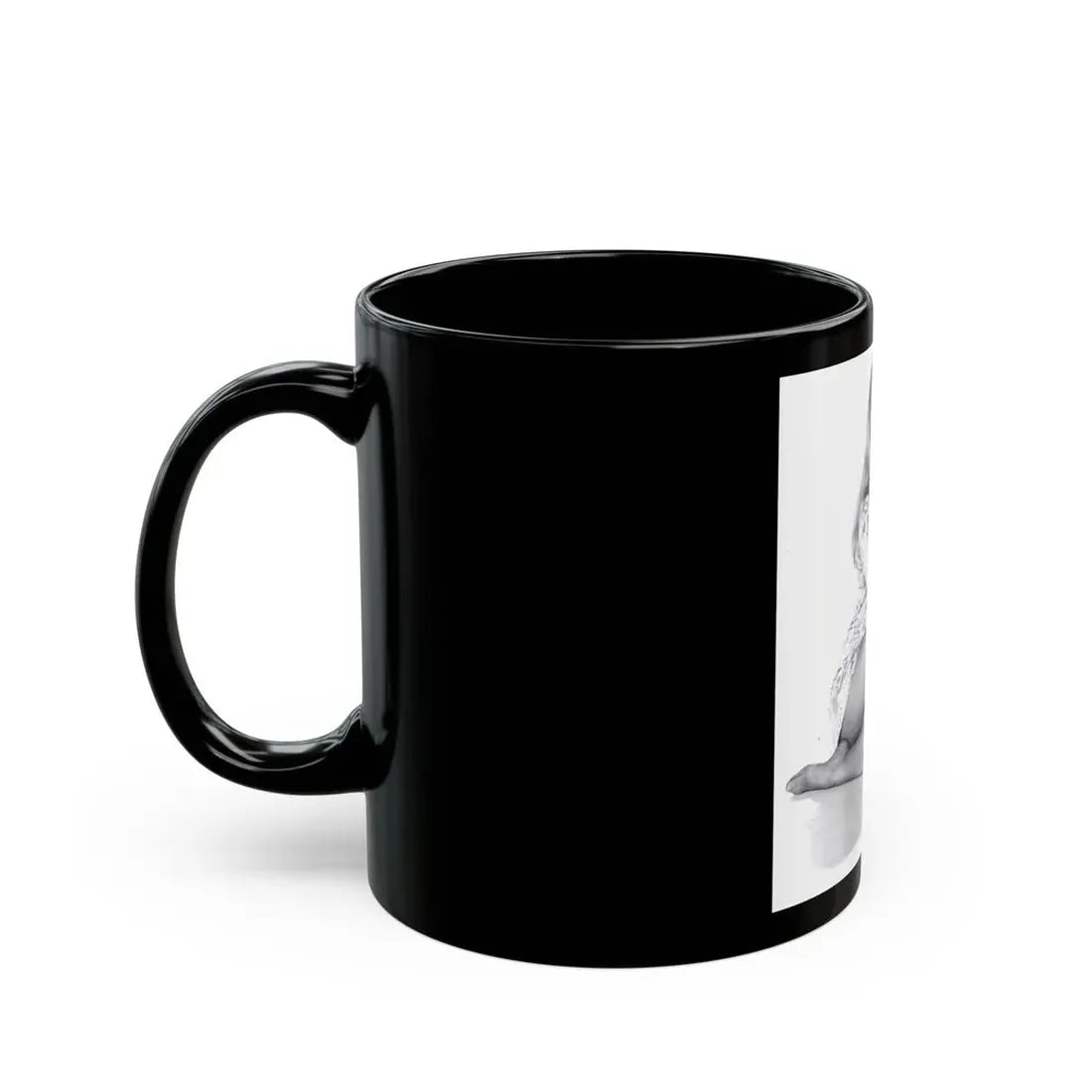 Veronica Carlson #10 - 8x10 B&W Glamour Full Body Dress & Stockings Shot #021 (Vintage Female Icon) Black Coffee Mug - Go Mug Yourself
