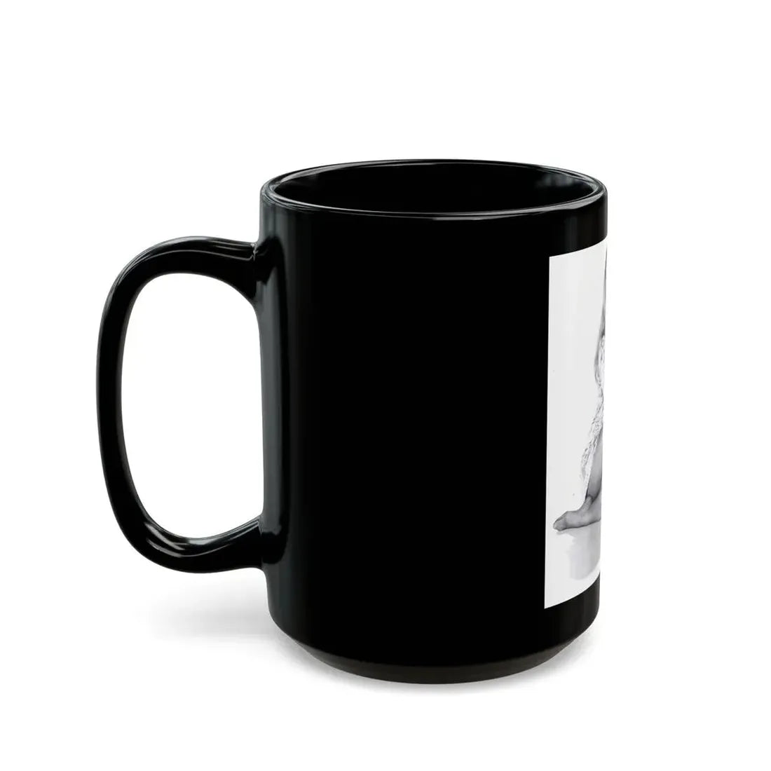 Veronica Carlson #10 - 8x10 B&W Glamour Full Body Dress & Stockings Shot #021 (Vintage Female Icon) Black Coffee Mug - Go Mug Yourself