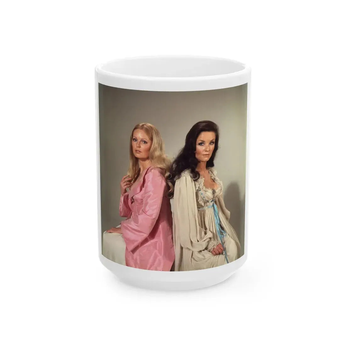 Veronica Carlson #101 with, Hammer Actress Kate O'Mara (Vintage Female Icon) White Coffee Mug 15oz - Go Mug Yourself