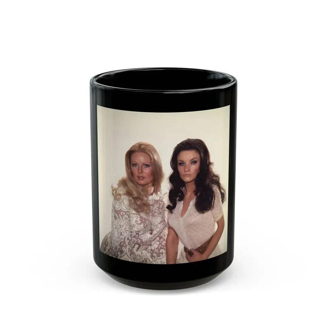 Veronica Carlson #102 with, Hammer Actress Kate O'Mara (Vintage Female Icon) Black Coffee Mug 15oz - Go Mug Yourself