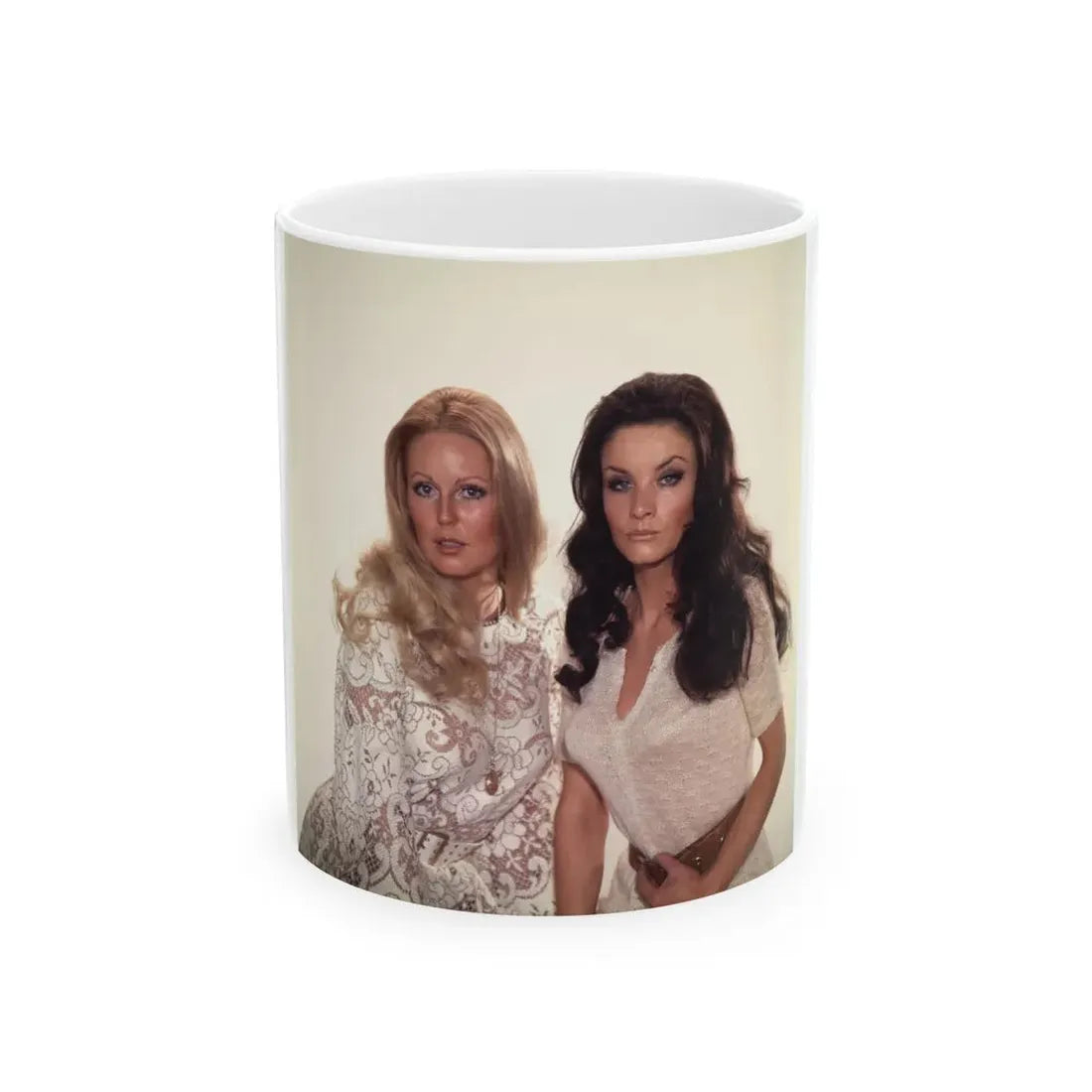 Veronica Carlson #102 with, Hammer Actress Kate O'Mara (Vintage Female Icon) White Coffee Mug 11oz - Go Mug Yourself