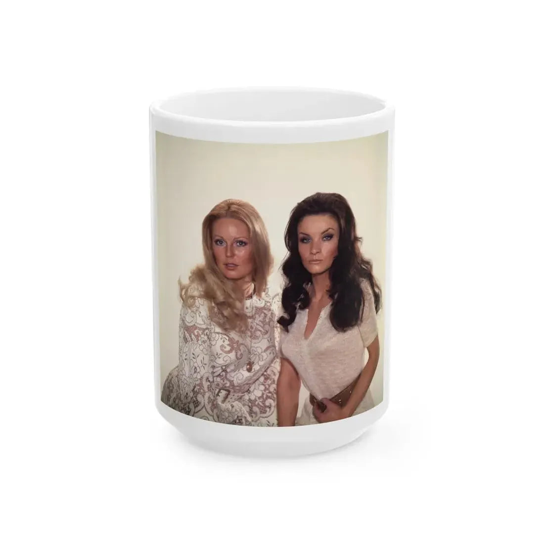 Veronica Carlson #102 with, Hammer Actress Kate O'Mara (Vintage Female Icon) White Coffee Mug 15oz - Go Mug Yourself