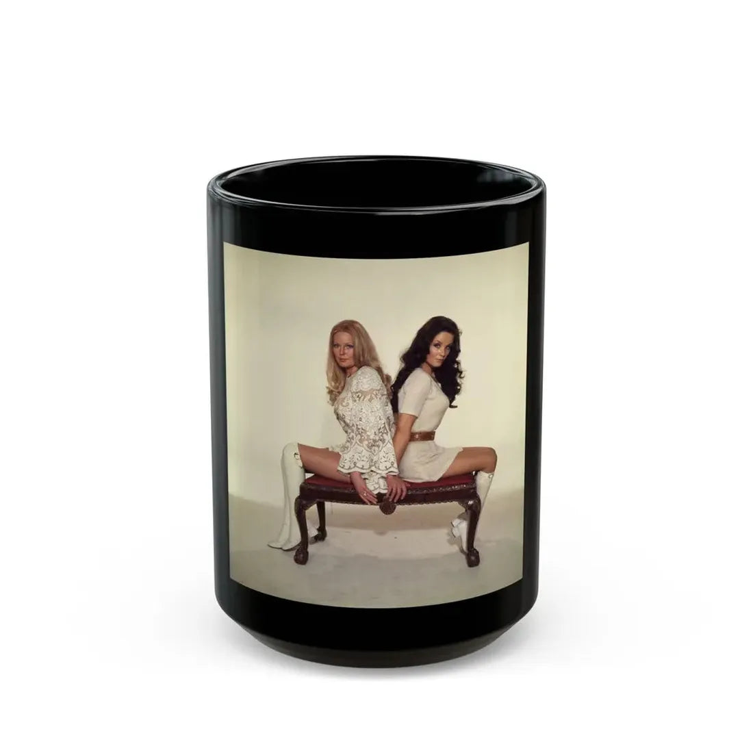 Veronica Carlson #103 with, Hammer Actress Kate O'Mara (Vintage Female Icon) Black Coffee Mug 15oz - Go Mug Yourself