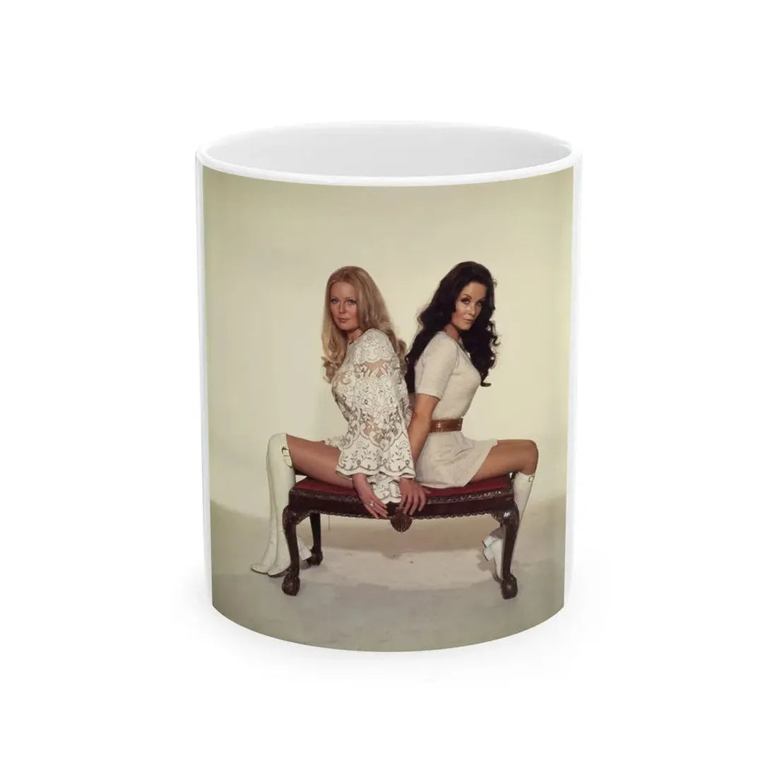 Veronica Carlson #103 with, Hammer Actress Kate O'Mara (Vintage Female Icon) White Coffee Mug 11oz - Go Mug Yourself