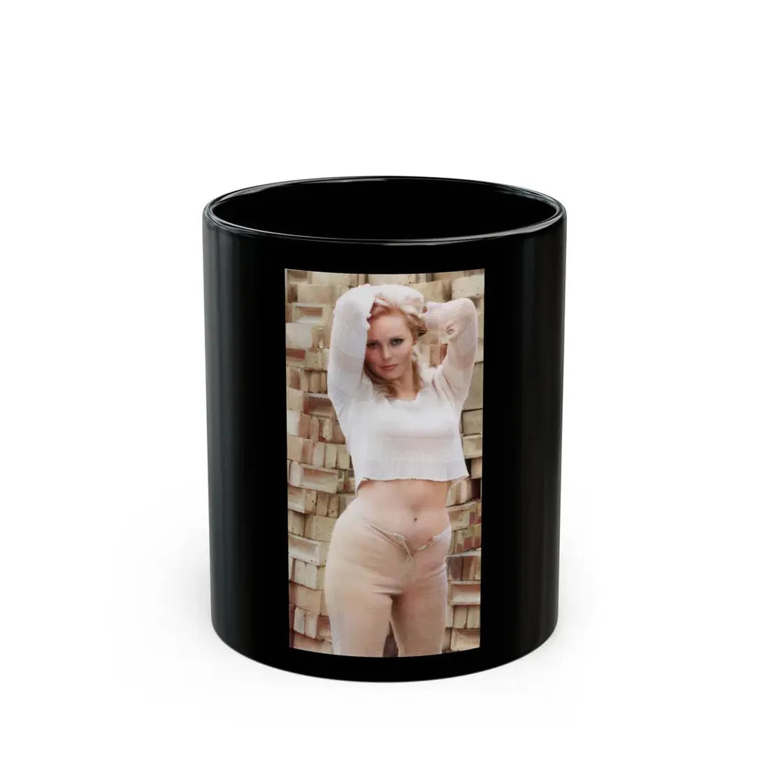 Veronica Carlson #129 (Vintage Female Icon) Black Coffee Mug 11oz - Go Mug Yourself