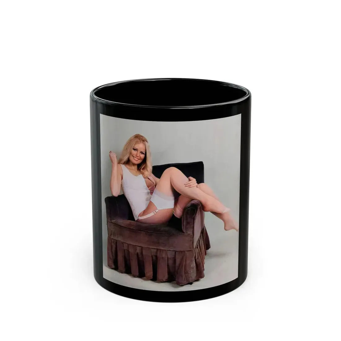 Veronica Carlson #130 (Vintage Female Icon) Black Coffee Mug 11oz - Go Mug Yourself