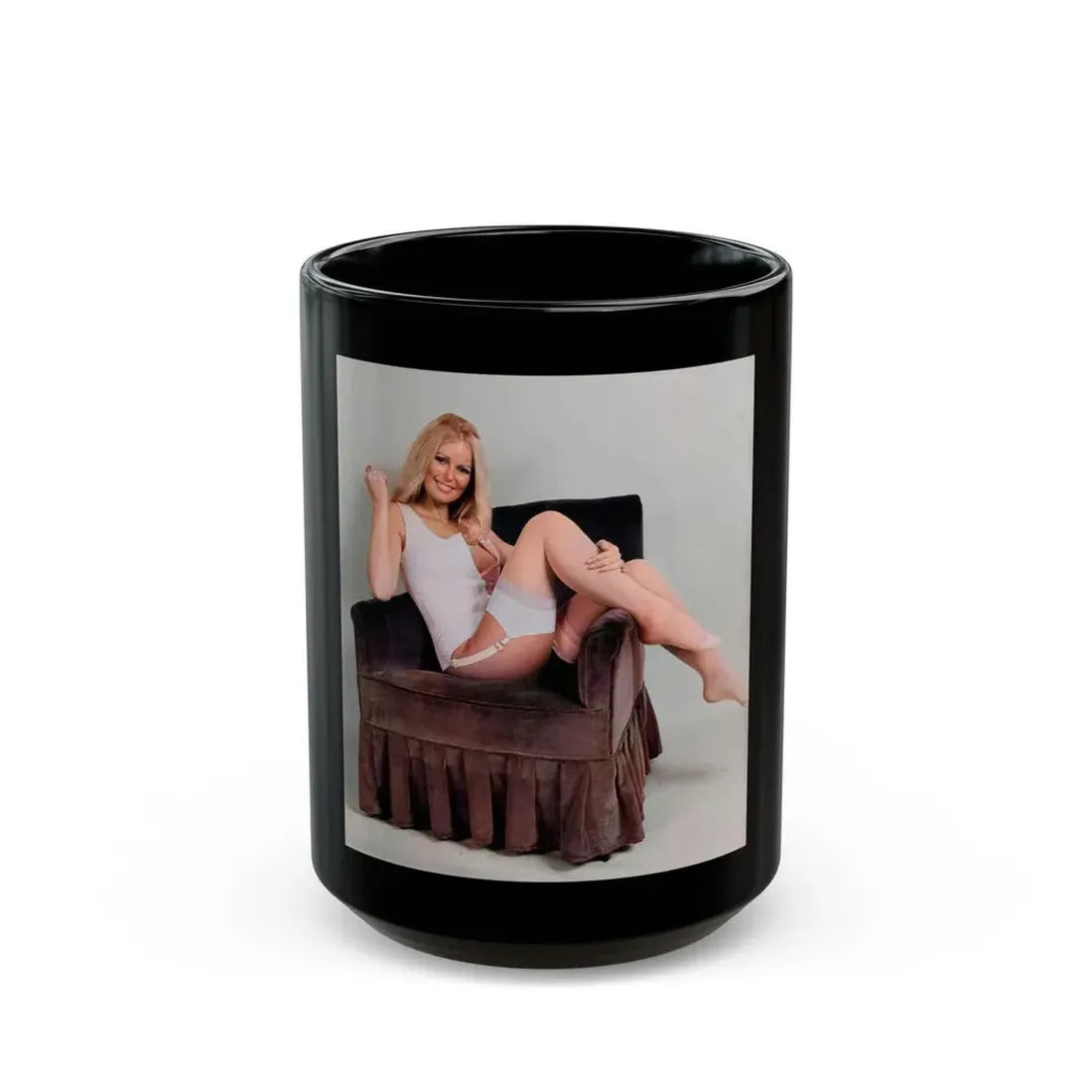 Veronica Carlson #130 (Vintage Female Icon) Black Coffee Mug 15oz - Go Mug Yourself