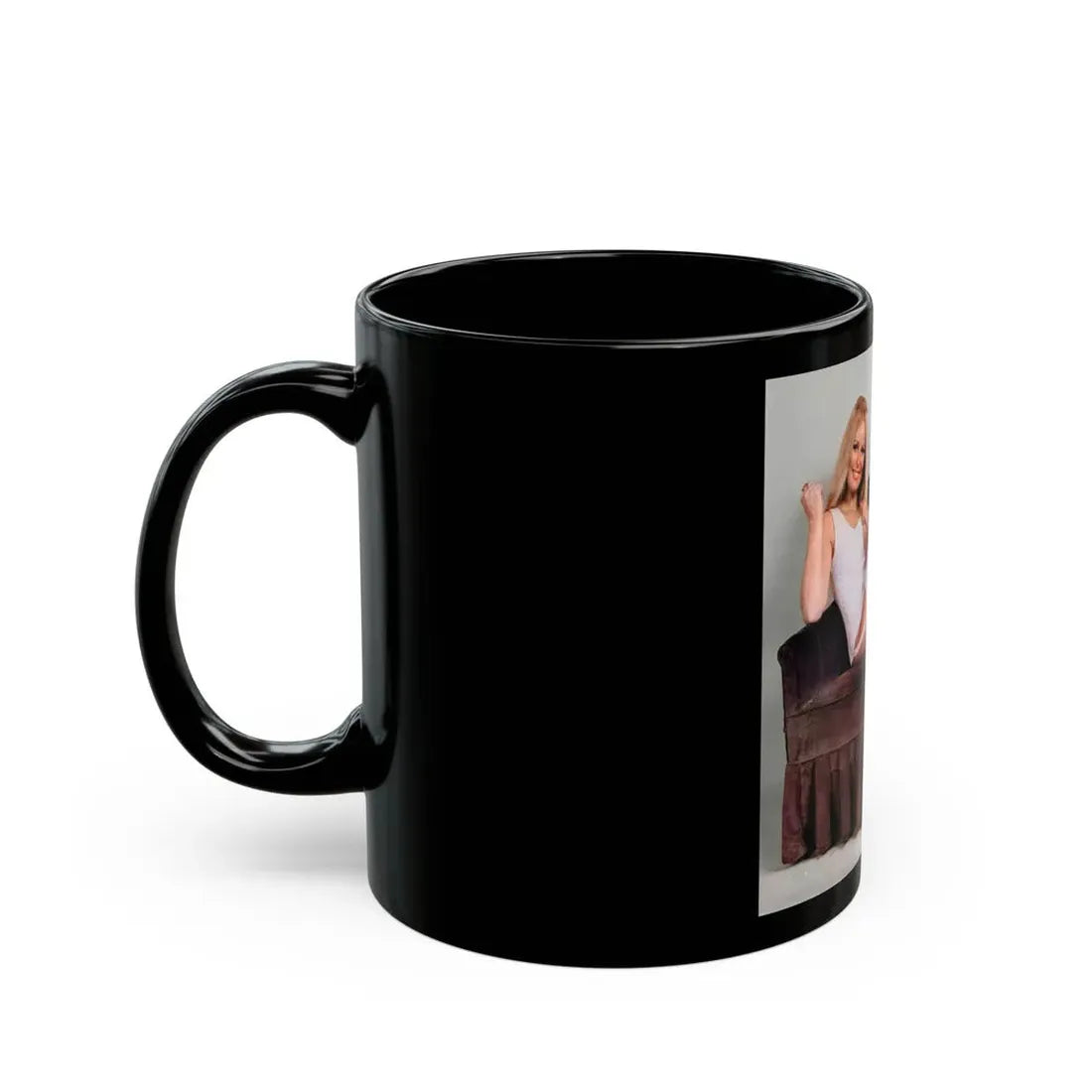 Veronica Carlson #130 (Vintage Female Icon) Black Coffee Mug - Go Mug Yourself