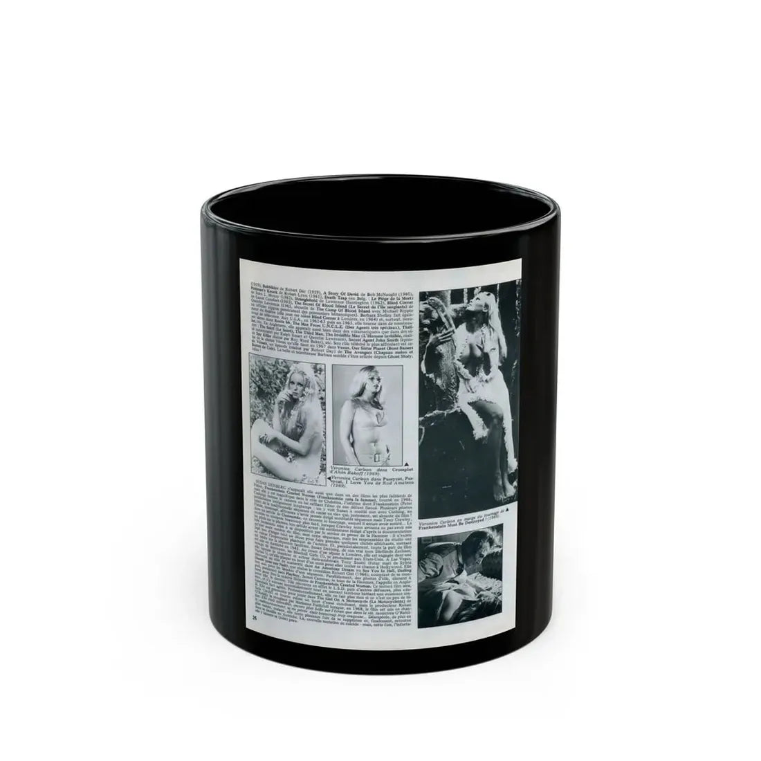Veronica Carlson #83 - B&W Mag. Photos & Article (Vintage Female Icon) Black Coffee Mug 11oz - Go Mug Yourself
