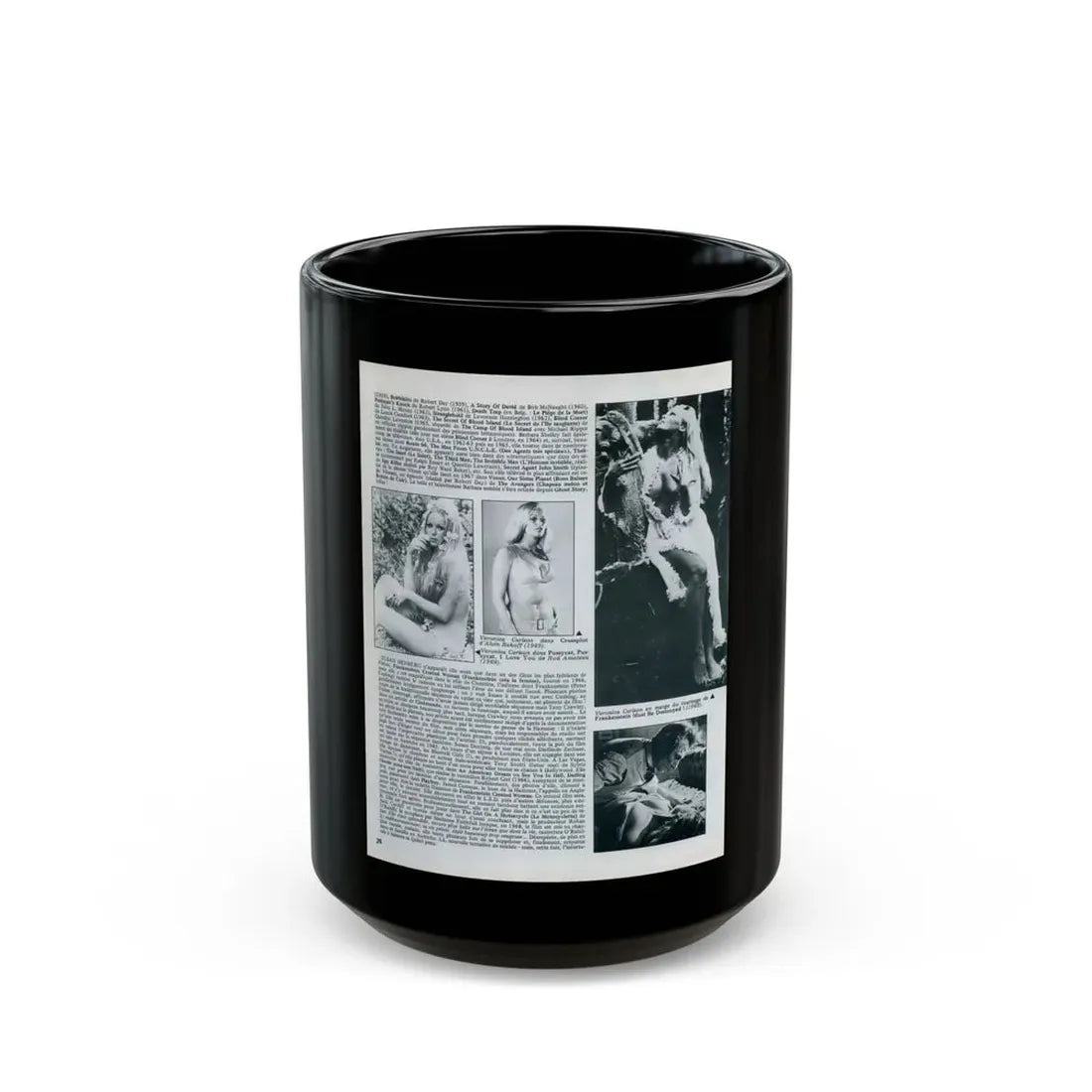 Veronica Carlson #83 - B&W Mag. Photos & Article (Vintage Female Icon) Black Coffee Mug 15oz - Go Mug Yourself