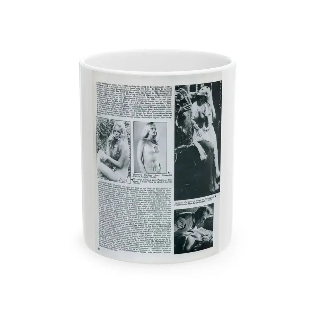 Veronica Carlson #83 - B&W Mag. Photos & Article (Vintage Female Icon) White Coffee Mug 11oz - Go Mug Yourself